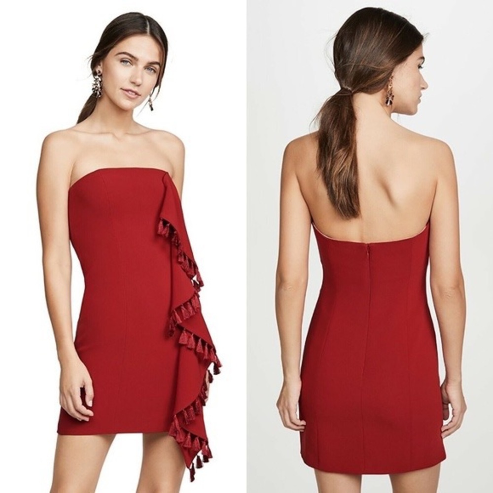 Cinq à Sept Red Strapless Mini Dress